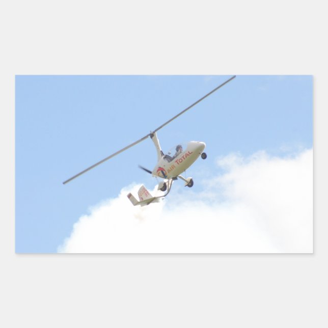 Pegatina Rectangular Autogiro en vuelo (Anverso)