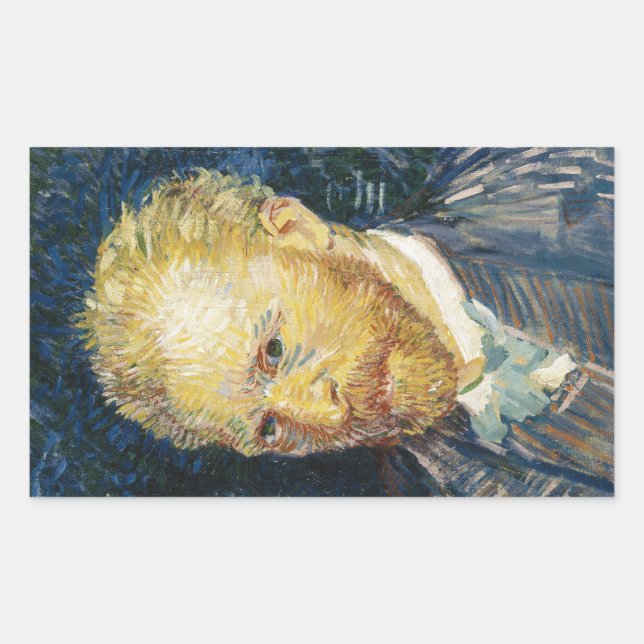 Pegatina Rectangular Autoretrato: pintura artística de Vincent van Gogh (Anverso)