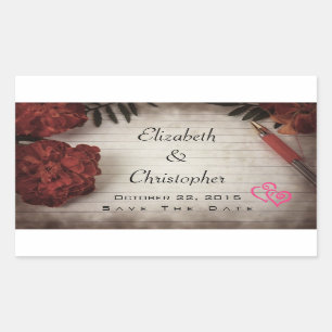 Pegatina Rectangular Autumn Floral Design Save the Date Boda