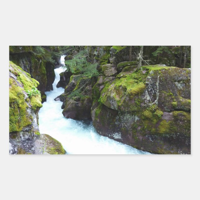 Pegatina Rectangular Avalanche Gorge I en Glacier National Park (Anverso)