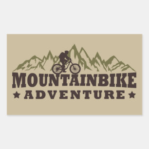 Pegatina Rectangular Aventura en bicicleta de montaña - Bicicleta de mo