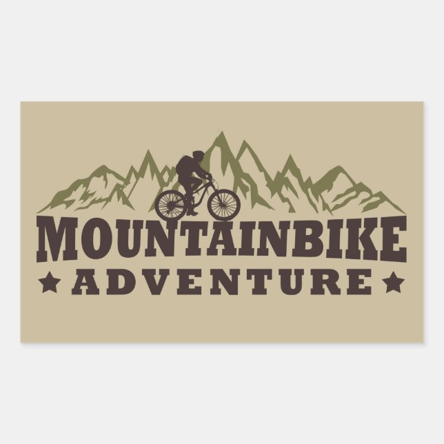 Pegatina Rectangular Aventura en bicicleta de montaña - Bicicleta de mo (Anverso)