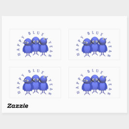 Pegatina Rectangular Aves azules personalizados