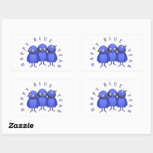 Pegatina Rectangular Aves azules personalizados