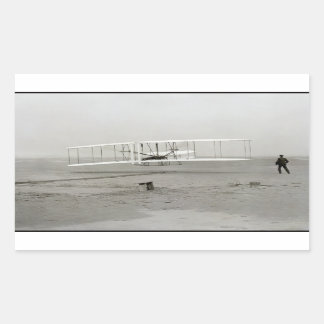 Pegatina Rectangular Avión de los Hermanos Wright Primer Vuelo Aviación