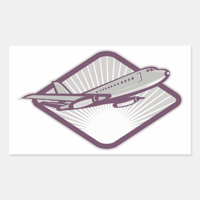 Pegatina Rectangular Avión de reacción (Anverso)