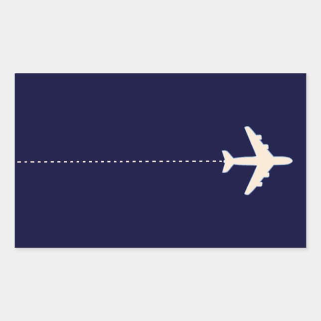 Pegatina Rectangular avión de viaje con línea de puntos (Anverso)