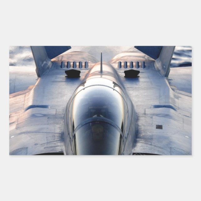 Pegatina Rectangular Avión militar (Anverso)