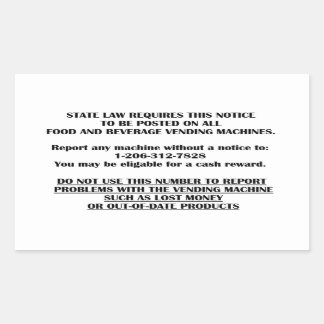 Pegatina Rectangular aviso de máquina expendedora