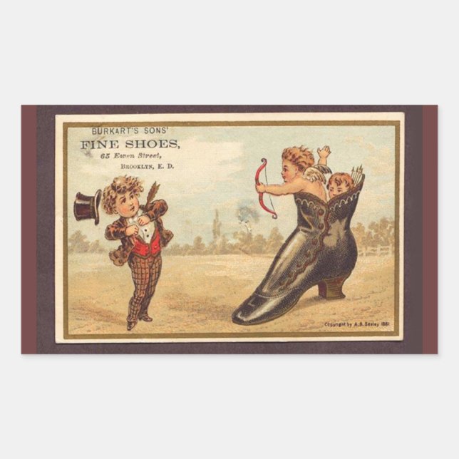 Pegatina Rectangular Aviso de zapatos finos de época (Anverso)