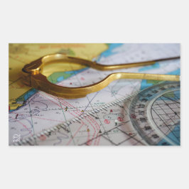 Pegatina Rectangular Avonturen beleven en bestemming zoeken op kompas.