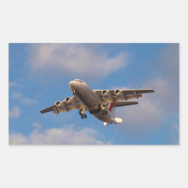 Pegatina Rectangular Avro RJ85 Jet aterrizando