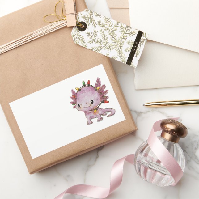 Pegatina Rectangular Axolotl festivo (Regalar)