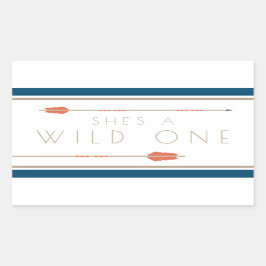 Pegatina Rectangular Aztec Wild One | Primer cumpleaños
