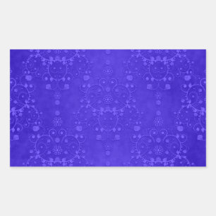 Pegatina Rectangular Azul Cobalto Vibrante Patrón Fancy Damask