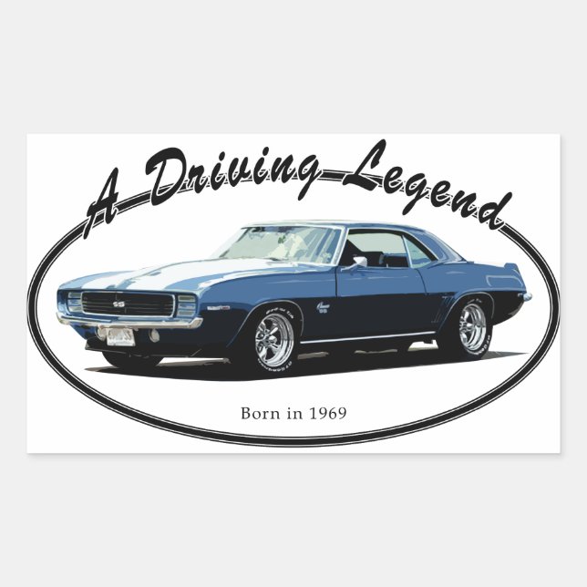 PEGATINA RECTANGULAR AZUL DE CAMARO YENKO 1969 (Anverso)