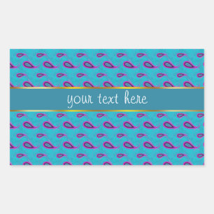 Pegatina Rectangular Azul de pavo real Paisley
