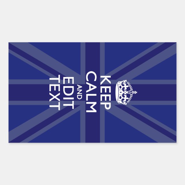 Pegatina Rectangular Azul Medianoche Mantengan la calma Tengan su Union (Anverso)