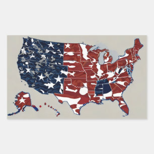 Pegatina Rectangular azul rojo estados unidos