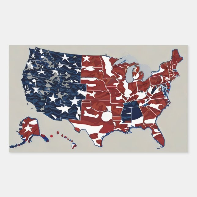 Pegatina Rectangular azul rojo estados unidos (Anverso)