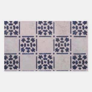 Pegatina Rectangular Azulejo holandés azul blanco patrón antiguo