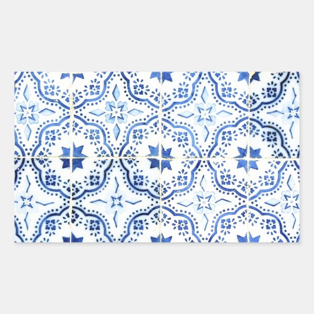 Pegatina Rectangular Azulejos, Portuguese Tiles (Anverso)