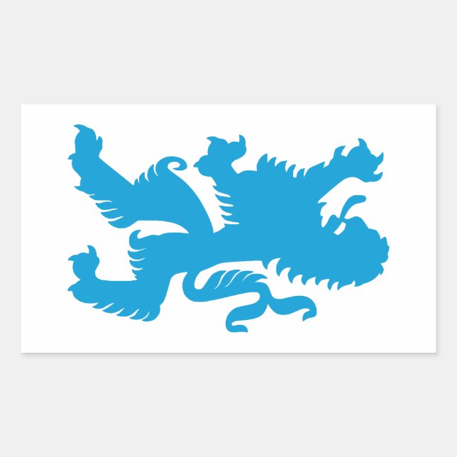 Pegatina Rectangular Azure Bavarian Lion (Anverso)