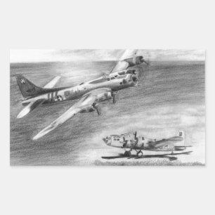 Pegatina Rectangular (B-17) Fortaleza Voladora