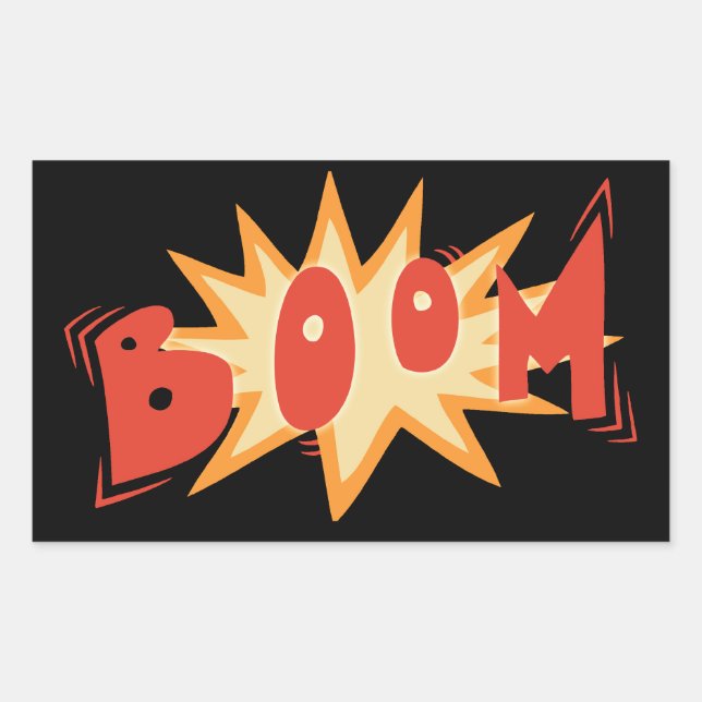 PEGATINA RECTANGULAR B O O M (Anverso)