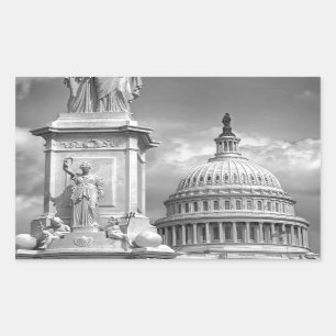Pegatina Rectangular B&W Washington DC