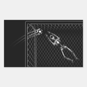 Pegatina Rectangular B&W X-Ray Skeleton Soccer Goalie