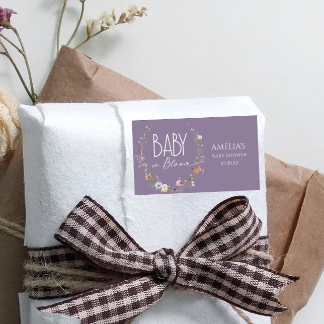 Pegatina Rectangular Baby In Bloom Soft Purple Boho Wildflower (Subido por el creador)