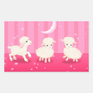 Pegatina Rectangular Baby Lambs