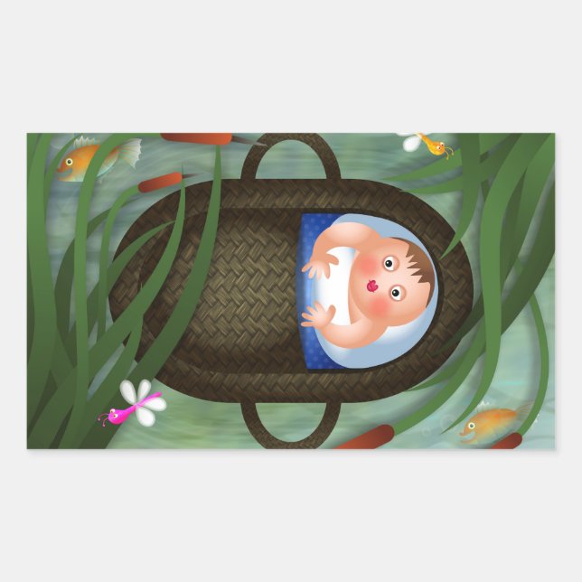 Pegatina Rectangular Baby Moses Passover Personalizado (Anverso)