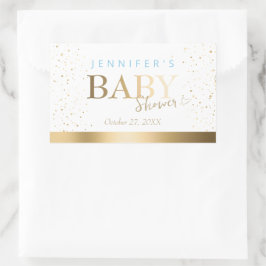 Pegatina Rectangular Baby Shower Gold Sparkboy