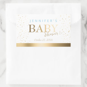 Pegatina Rectangular Baby Shower Gold Sparkboy