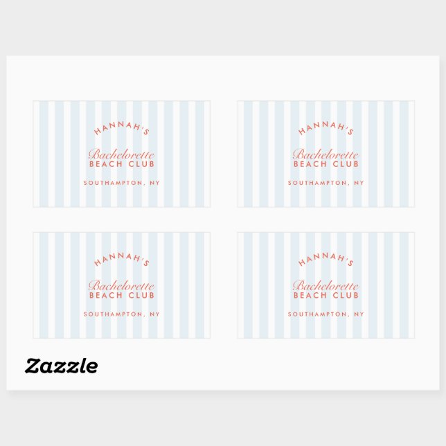 Pegatina Rectangular Bachelorette Retro Moderno Rojo y Azul Personaliza (Hoja)