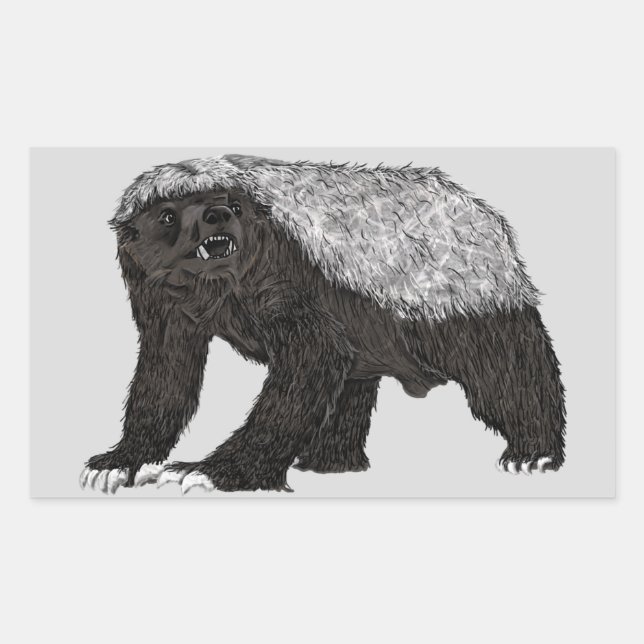 Pegatina Rectangular Badass Honey Badger Actitud intrépida Arte Animal (Anverso)