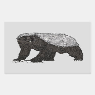 Pegatina Rectangular Badass Honey Badger Actitud intrépida Arte Animal