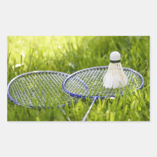 Pegatina Rectangular Badminton listo para irse