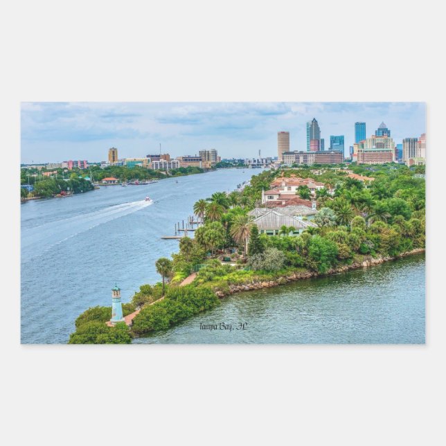 Pegatina Rectangular Bahía de Tampa, Florida (Anverso)