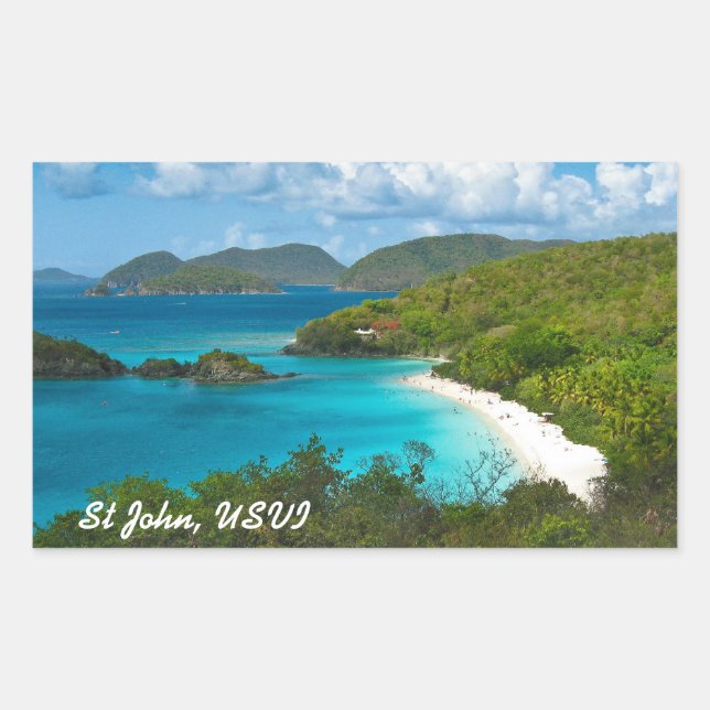 Pegatina Rectangular Bahía del tronco, St John USVI (Anverso)