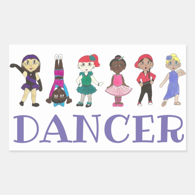 Pegatina Rectangular Bailar Ballet Tap Jazz Acro Hip Hop Bailes líricos (Anverso)