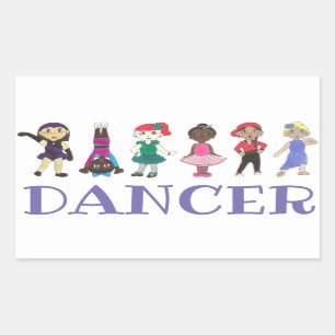 Pegatina Rectangular Bailar Ballet Tap Jazz Acro Hip Hop Bailes líricos