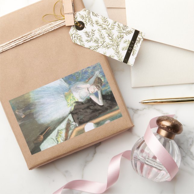 Pegatina Rectangular Bailarina en su camerino de Edgar Degas (Regalar)