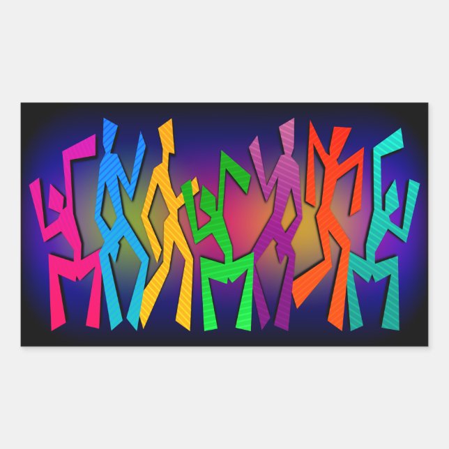 Pegatina Rectangular Bailarines enrrollados (Anverso)