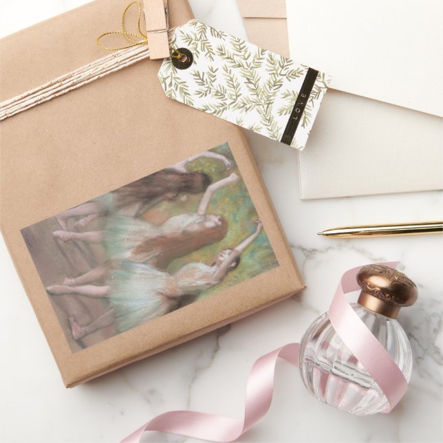 Pegatina Rectangular Bailarines verdes de Edgar Degas, arte de ballet d (Regalar)