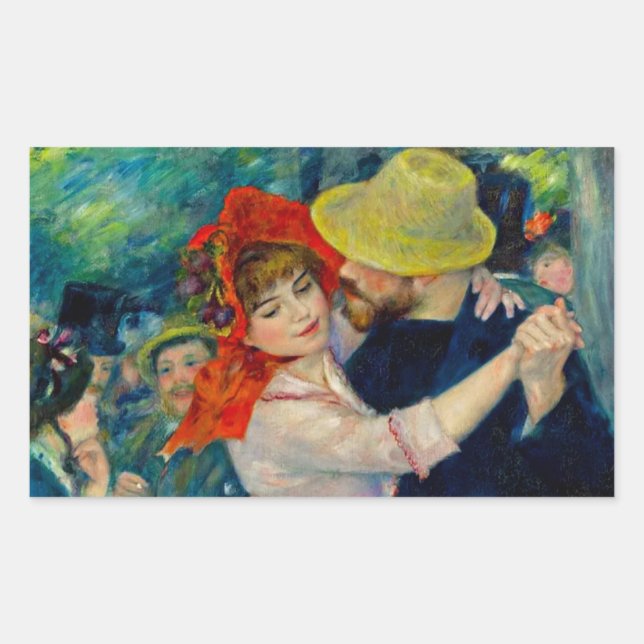 Pegatina Rectangular Baile en Bougival Pierre Renoir (Anverso)