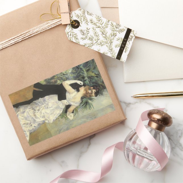Pegatina Rectangular Baile en la Ciudad de Pierre Renoir, Arte Antiguo  (Regalar)