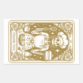 Pegatina Rectangular Baker Pastry Chef Gold